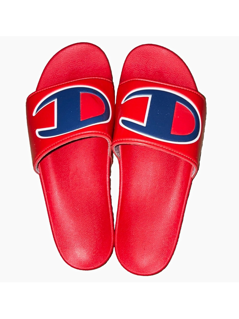 Champion Red Slides with Navy Logo for Men